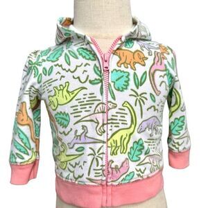 Cat & Jack Baby Colorful Dinosaur Print Zip Up Hoodie Sweatshirt. 3-6 Months.